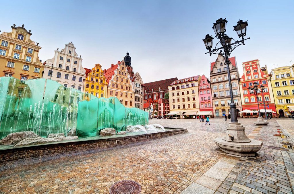 Rynek ze słynną fontanną, Wrocław